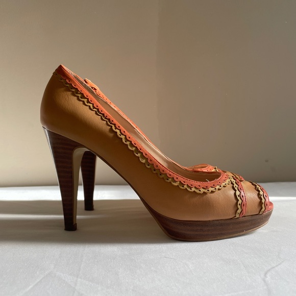 SACHA LONDON Heels Peach Pink Leather 7.5 - Picture 5 of 12